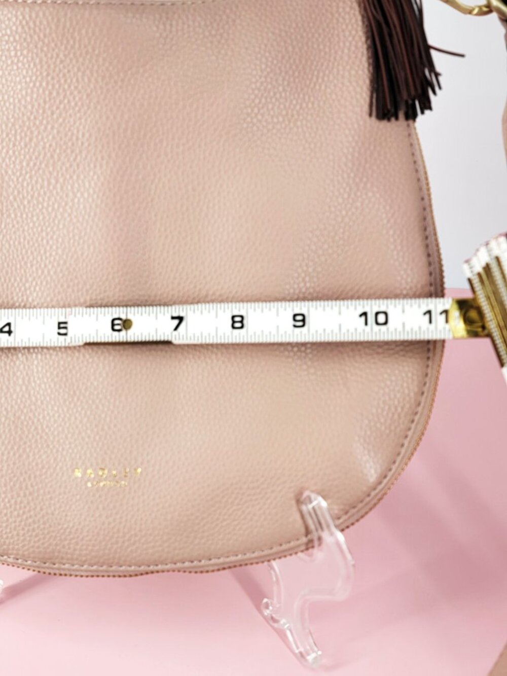 Radley London NWOT Blush Pebble Leather Pudding Lane Crossbody Hobo Bag Expands - Picture 6 of 16